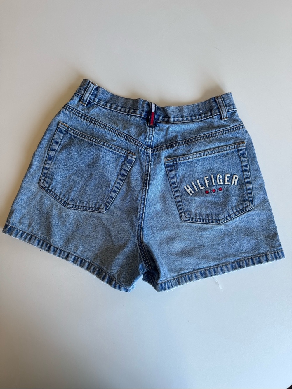 Tommy Hilfiger Light Blue Denim High-Rise Jean Shorts with Back Logo